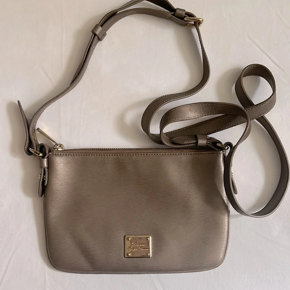 Lauren Ralph Lauren metallic bronze leather crossbody bag